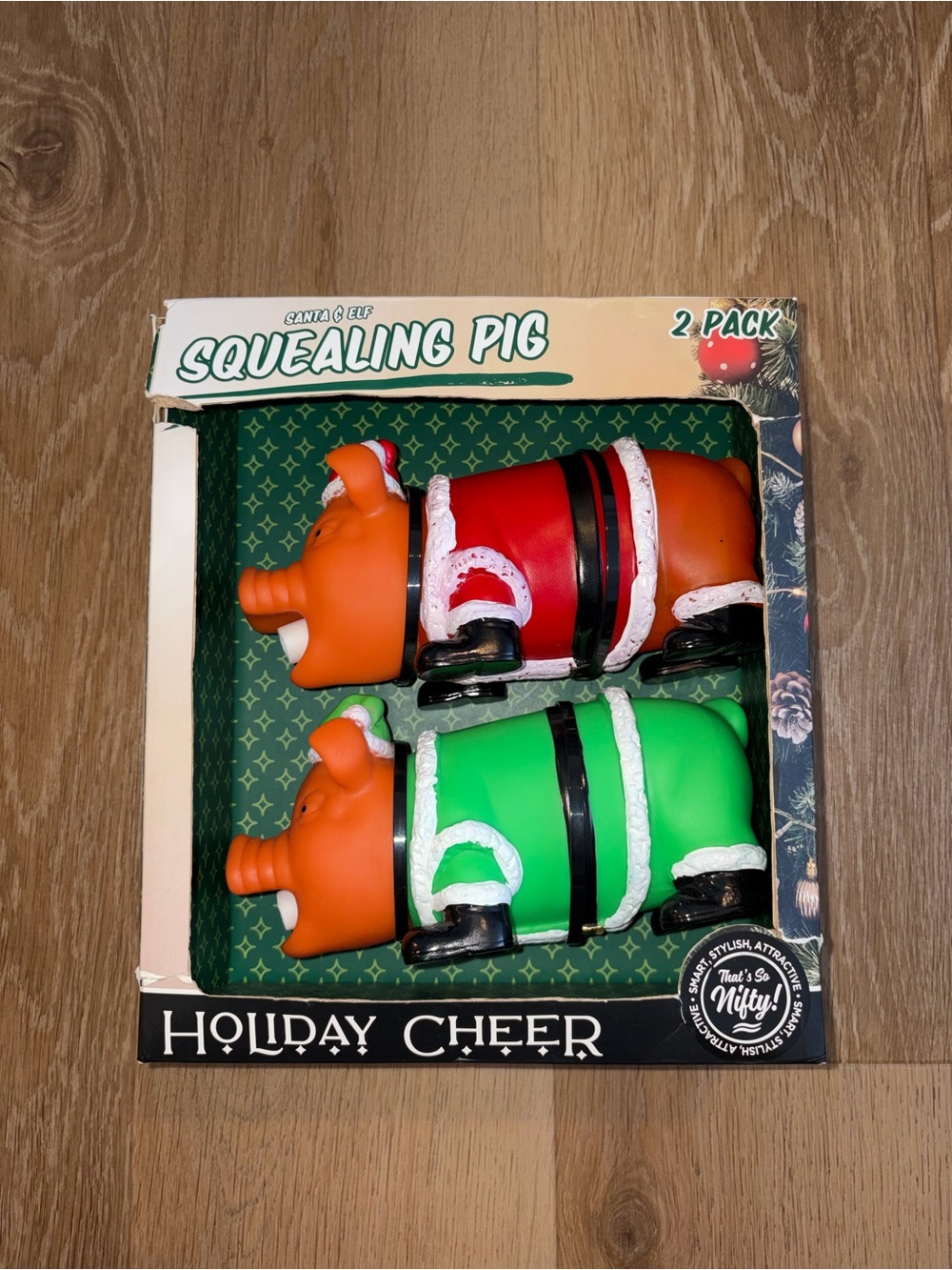 Santa & Elf Squealing Pig 2 Pack Christmas Holiday Cheer Nifty New